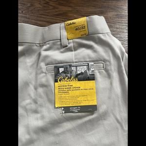 NWT‎ Cabelas Khaki Pants Mens 40x32 Wrinkle Free Straight Fit Chinos
